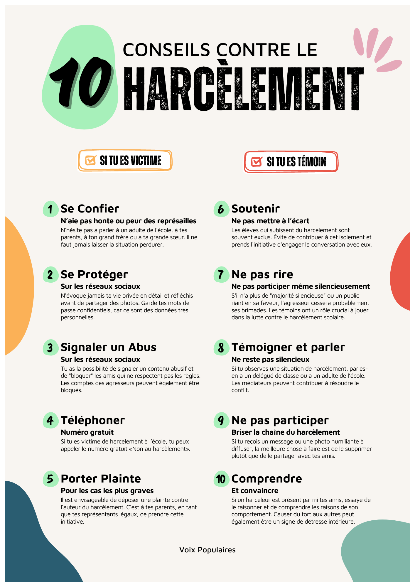 10 Conseils Contre le Harcèlement